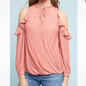 Anthropologie Maeve Cold Shoulder Long Sleeve Blouse Small